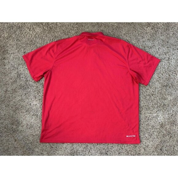 ARIAT TEK Red Polo Shirt Heat Series Performance Short Sleeve Golf 2XL - Picture 2 of 10